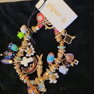 Piper K Gold Bracelet with Colorful Charms FISH BNWT HL ty tL